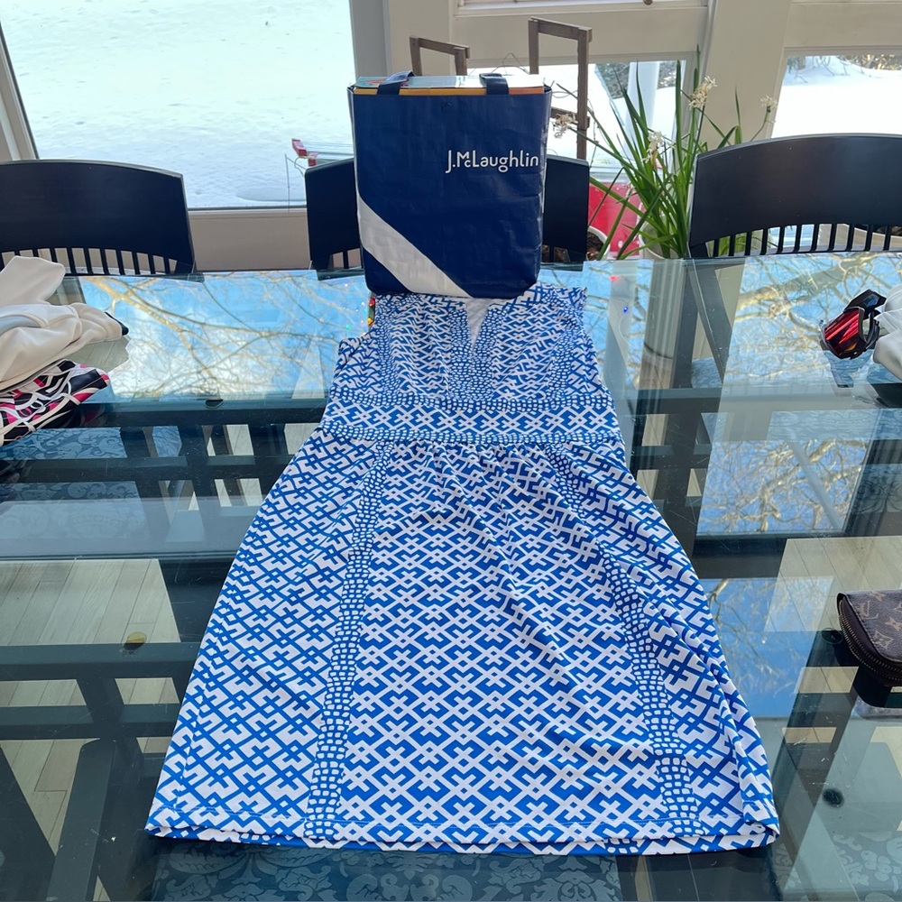 J.McLaughlin Blue and White Patterned Dress